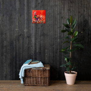 Girl on bicycle (Red version) Canvas Print