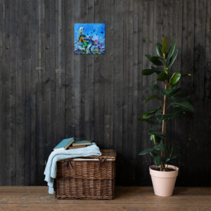 Girl on bicycle (Blue version) Canvas Print