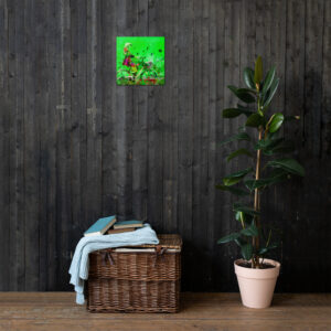 Girl on bicycle (Green version) Canvas Print