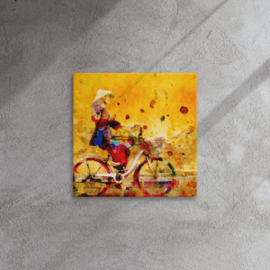 Girl on bicycle (Original version) Canvas Print