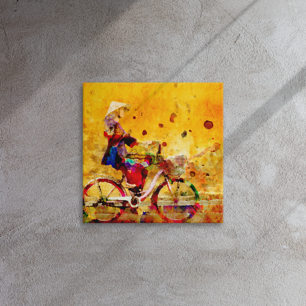 Girl on bicycle (Original version) Canvas Print - Image 2