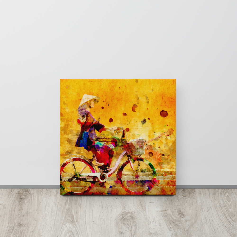 Girl on bicycle (Original version) Canvas Print - Image 4