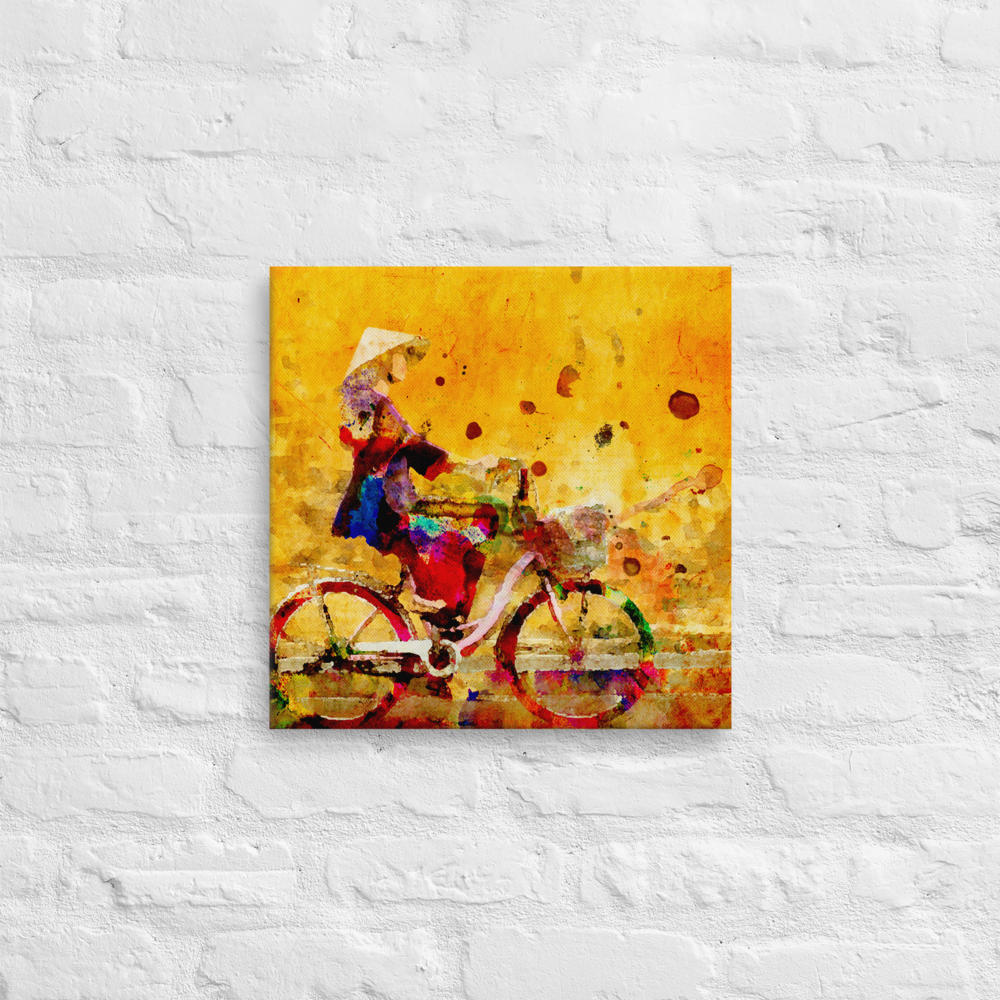 Girl on bicycle (Original version) Canvas Print - Image 3