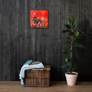 Girl on bicycle (Red version) Canvas Print