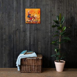 Girl on bicycle (Orange version) Canvas Print