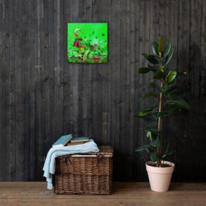 Girl on bicycle (Green version) Canvas Print