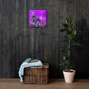 Girl on Bicycle artwork (Purple version) Canvas Print
