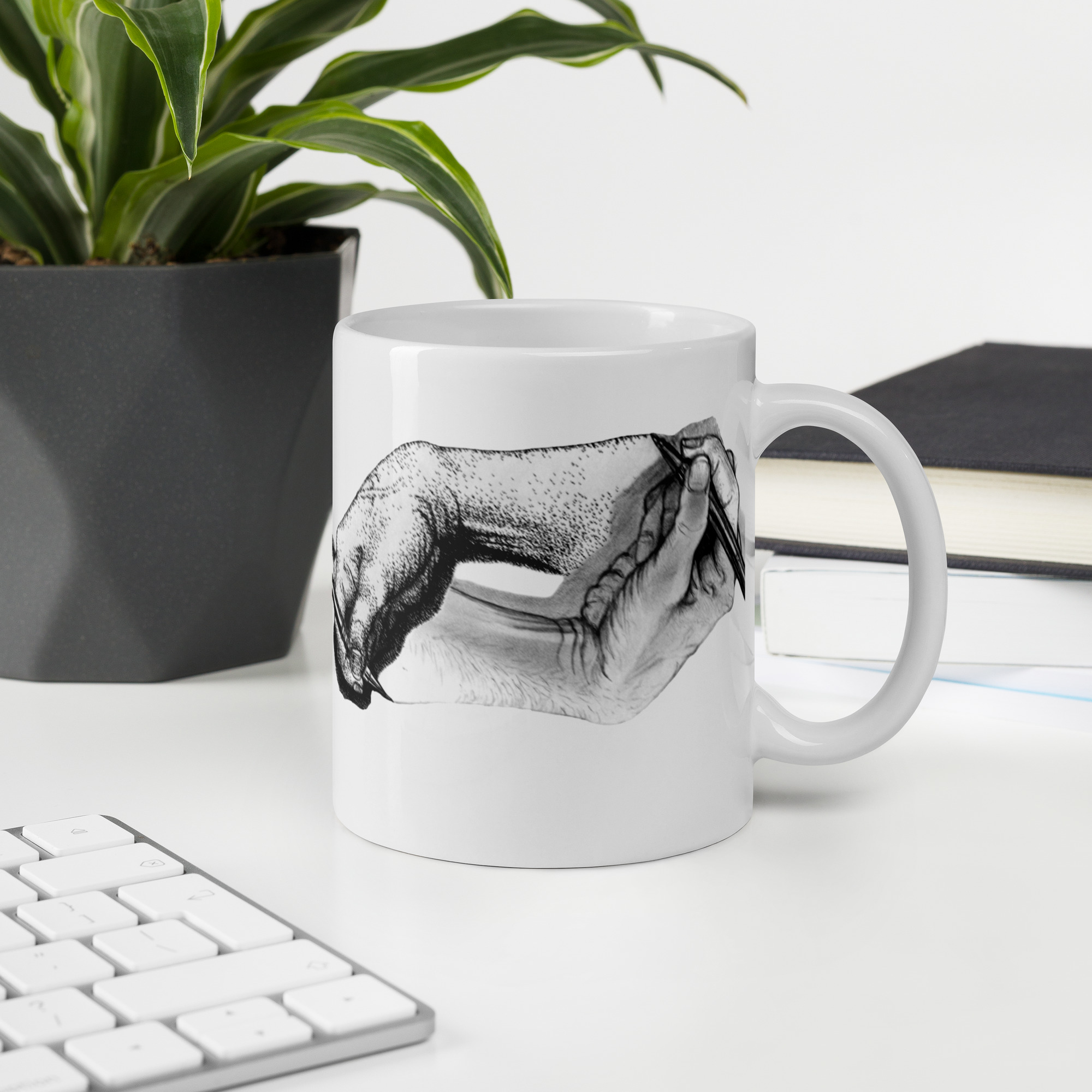 Escher Revisited White glossy mug - Image 3