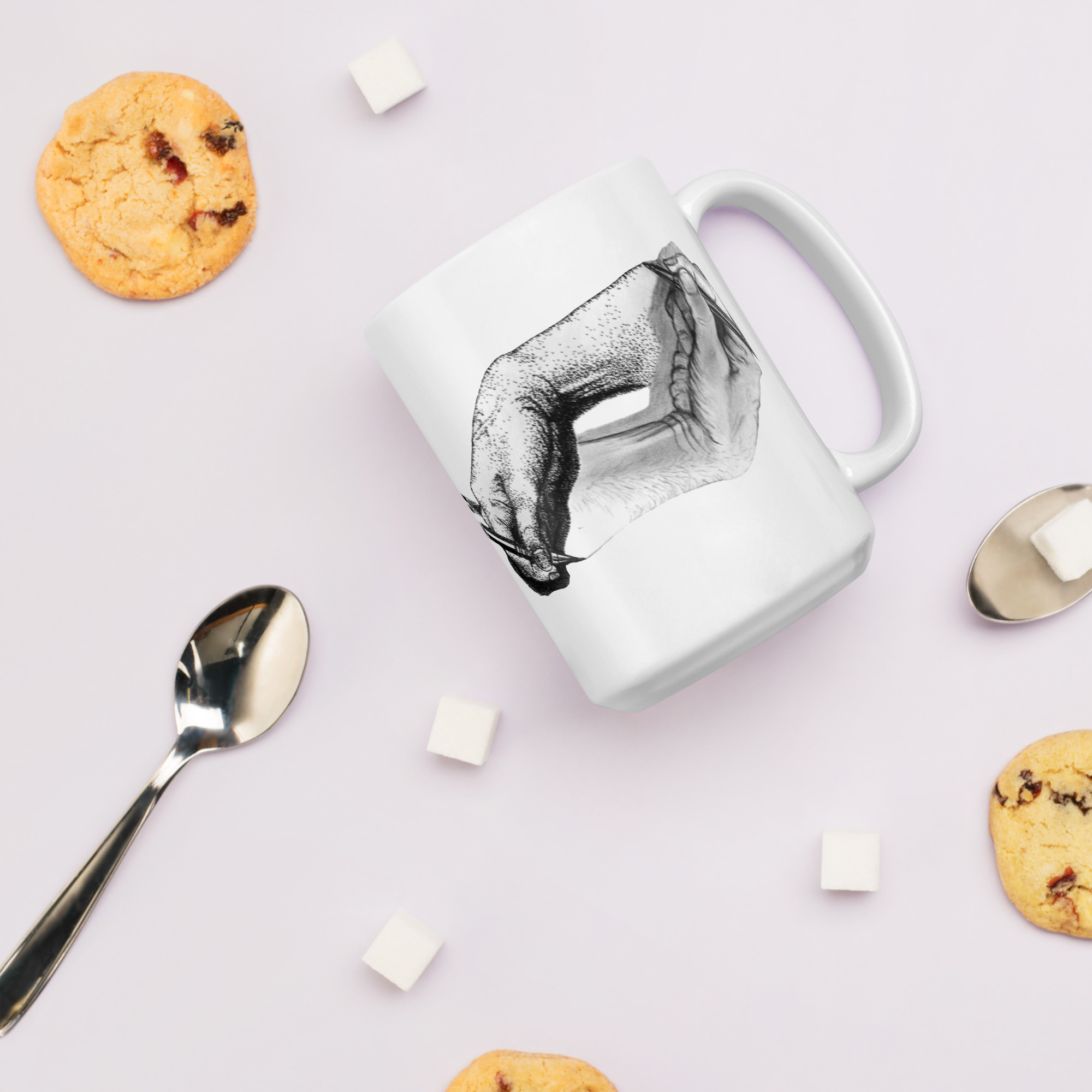 Escher Revisited White glossy mug - Image 9