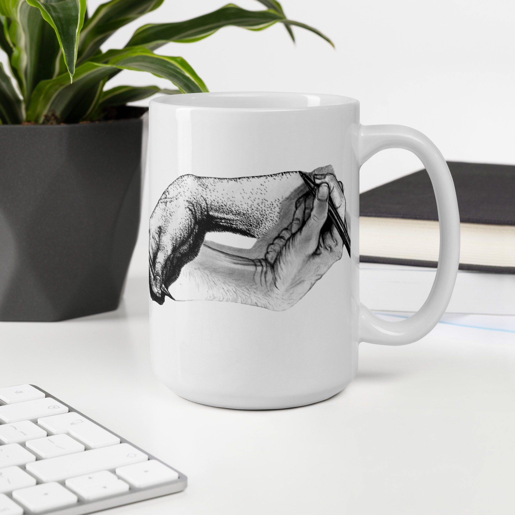 Escher Revisited White glossy mug - Image 8